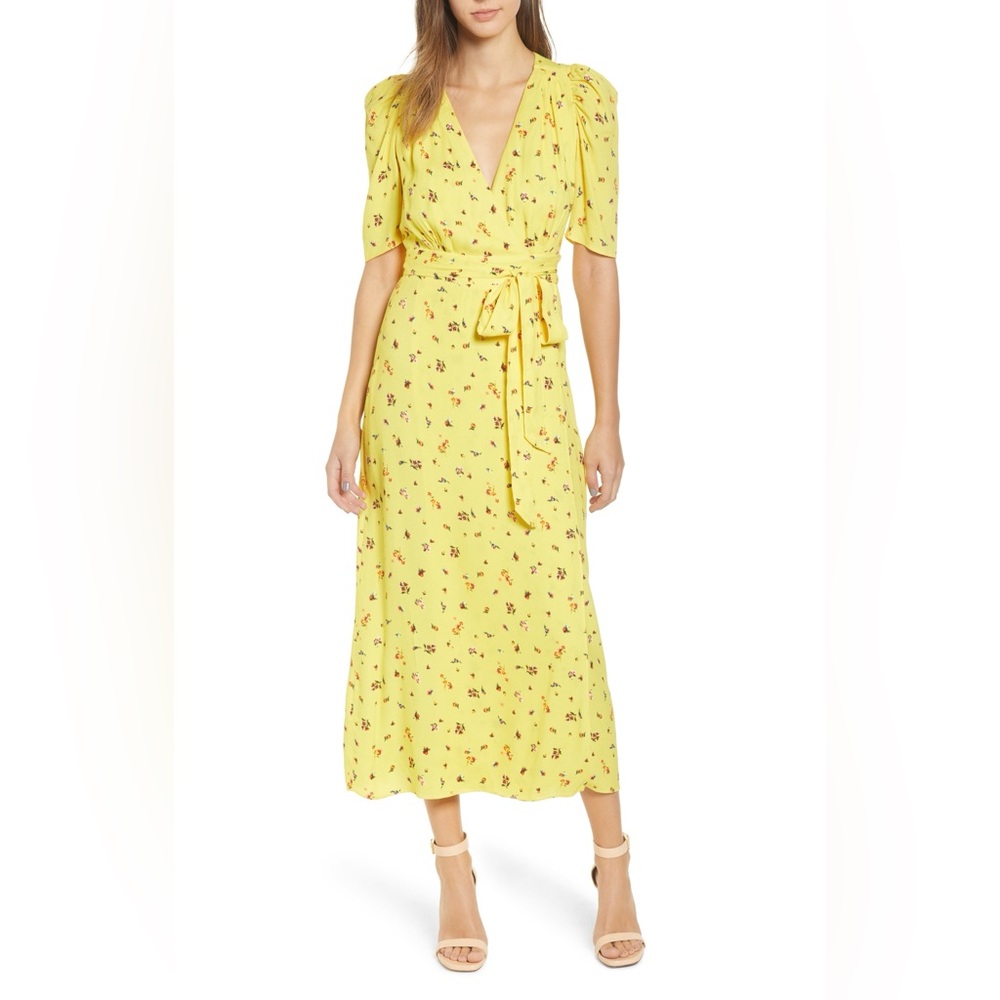 AFRM Yellow Floral Maxi Wrap Dress